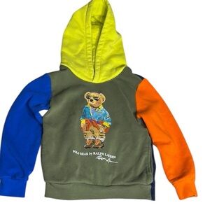 Polo Ralph Lauren BEAR, Color block fleece hoodie ,boys PTP 15”